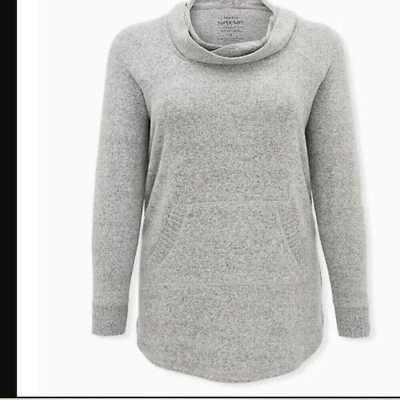 TORRID Grey Supersoft Plush Cowl Neck Tunic Sweater NWT   3x - Picture 5 of 11